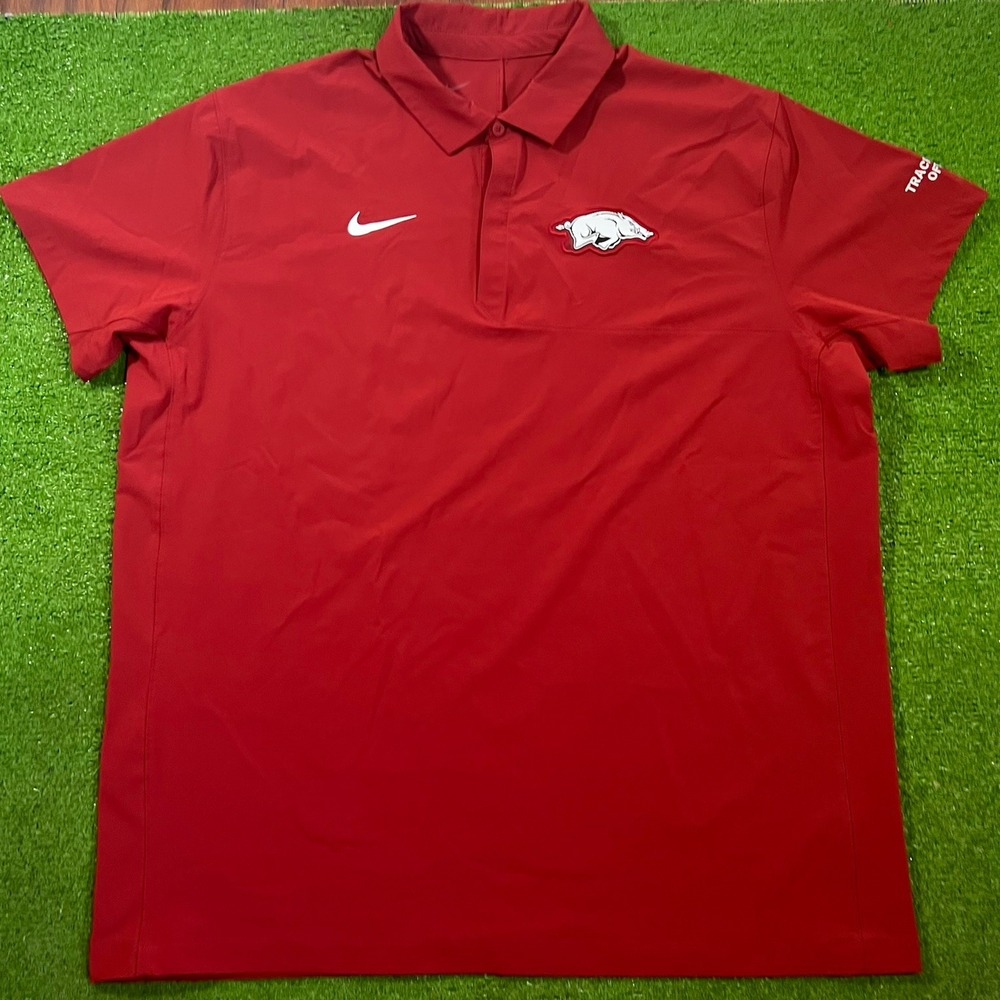 Arkansas Team Issue Polo Shirt 2XL Razorback Track Pullover Outerwear Nike